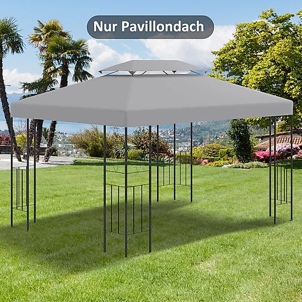 Outsunny Pavillon-Ersatzdach 3 x 4 m, mit Doppeldach, 180 g/m², 400 x 400 c günstig online kaufen