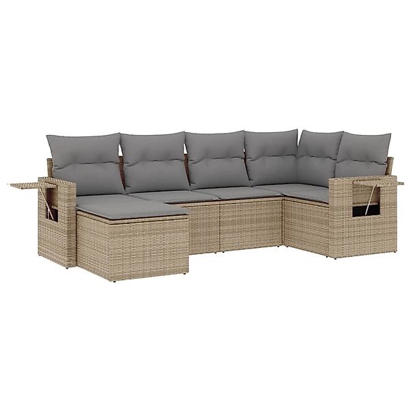 vidaXL 6-Tlg Garten-Sofagarnitur mit Kissen Beige Poly Rattan 3252796 günstig online kaufen