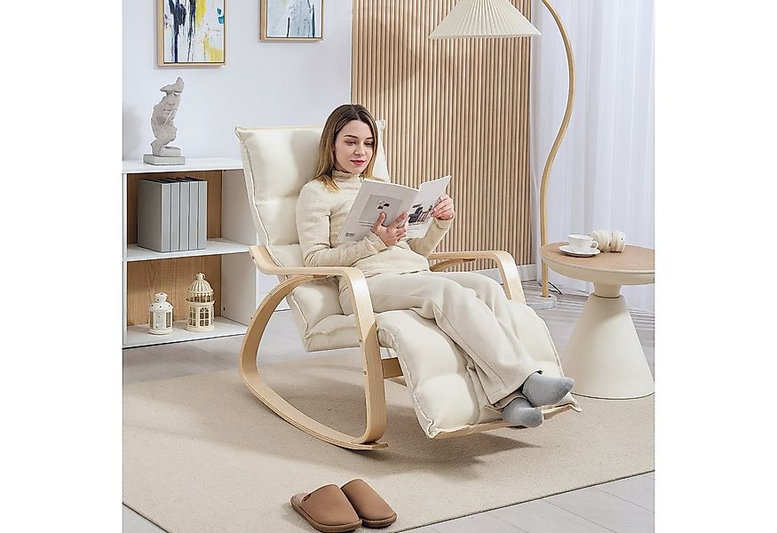 HOMCOM Schaukelstuhl Schaukelsessel mit Rückenlehne, Fußstütze, Leinenoptik günstig online kaufen