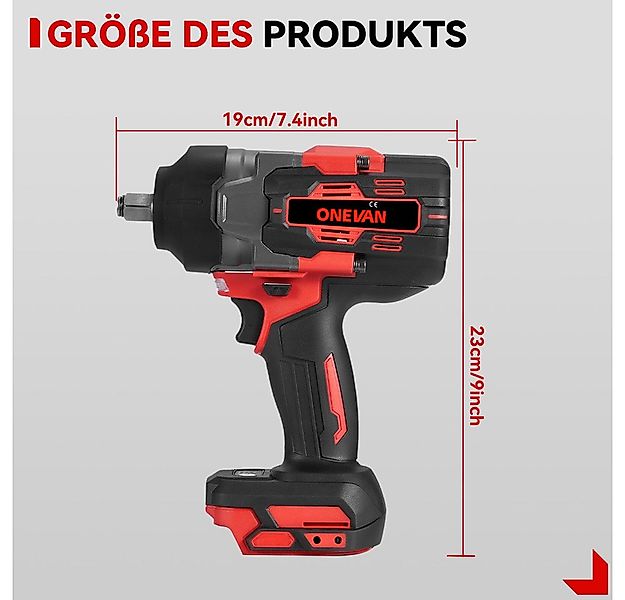 ONEVAN Akku-Schlagschrauber 1/2" Bürstenloser Schlagschrauber, 8000 U/min, günstig online kaufen