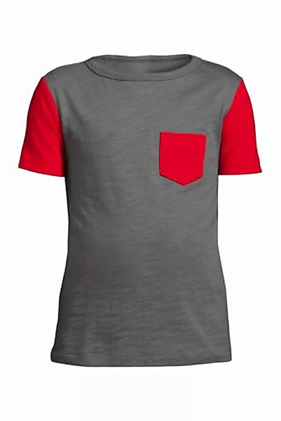 Kurzarm-Shirt mit Slub-Struktur und Colorblock, Größe: 152-164, Grau, Baumw günstig online kaufen