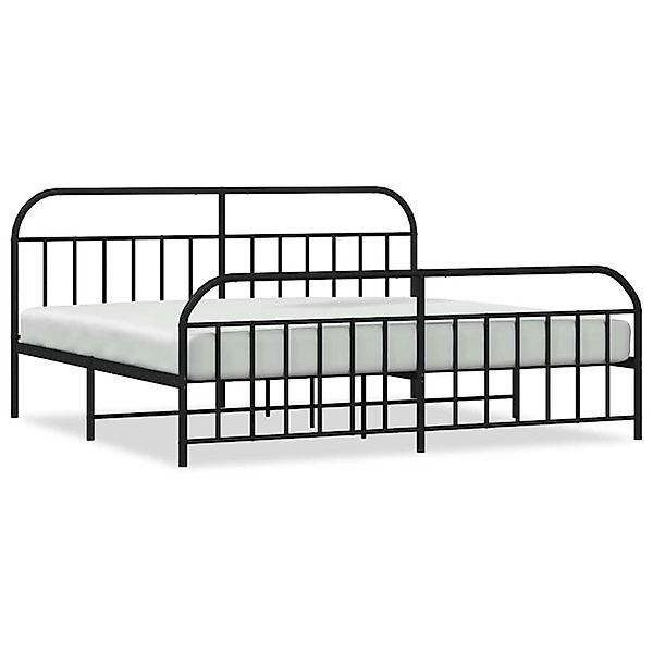 vidaXL Bettgestell mit Kopf- und Fußteil Metall Schwarz 193x203 cm 353659 günstig online kaufen