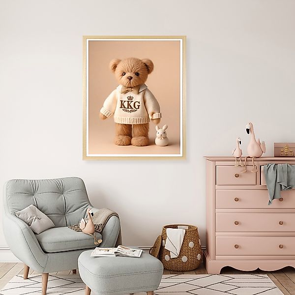 queence Bild mit Rahmen "Vintage Polo Teddy Bär Mädchen mit Schleife" Bär günstig online kaufen