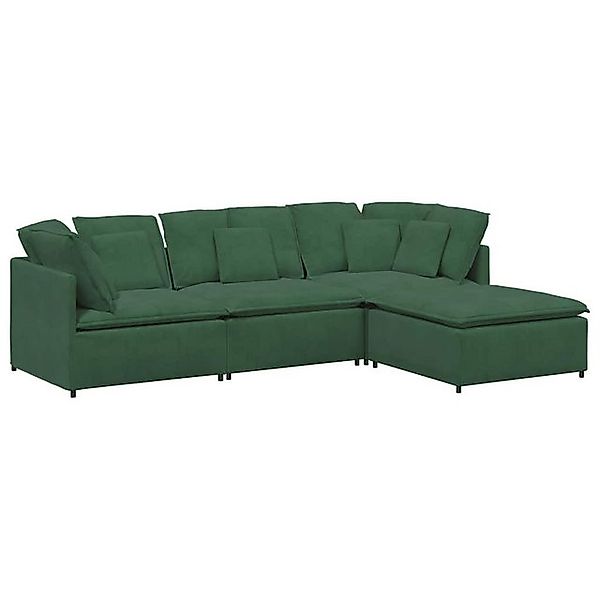 vidaXL Sofa Modulares Sofa mit Fußhocker Kissen Cordstoff Dschungelgrün günstig online kaufen