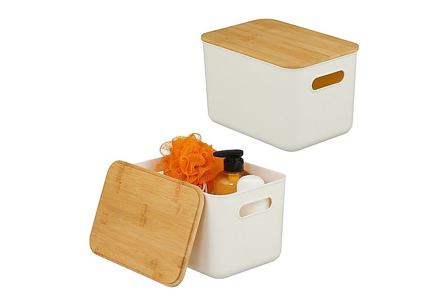relaxdays Aufbewahrungsbox mit Deckel 2er Set, weiß günstig online kaufen