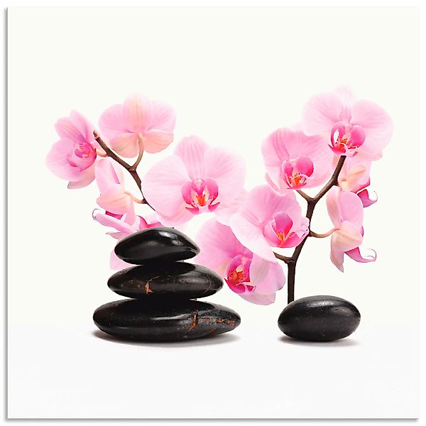 Artland Wandbild "Schwarze Steine und pink Orchidee" Zen 1 Stk. tlg. als Le günstig online kaufen