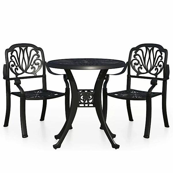 3-tlg. Bistro-set Aluminiumguss Schwarz günstig online kaufen