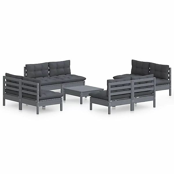 vidaXL 9-tlg Garten-Lounge-Set mit Anthrazit Kissen Kiefernholz Modell 2 günstig online kaufen