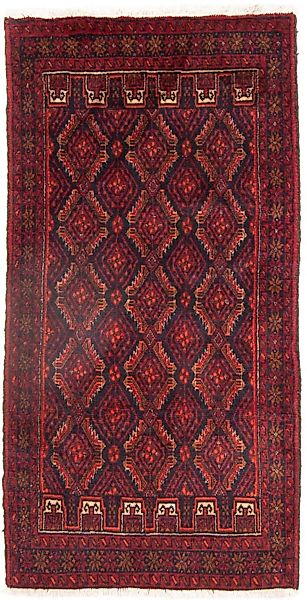 morgenland Wollteppich »Belutsch Durchgemustert Rosso scuro 168 x 89 cm«, r günstig online kaufen