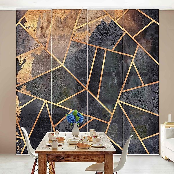 Bilderdepot24 Schiebegardine modern Flächenvorhang blickdicht Onyx günstig online kaufen
