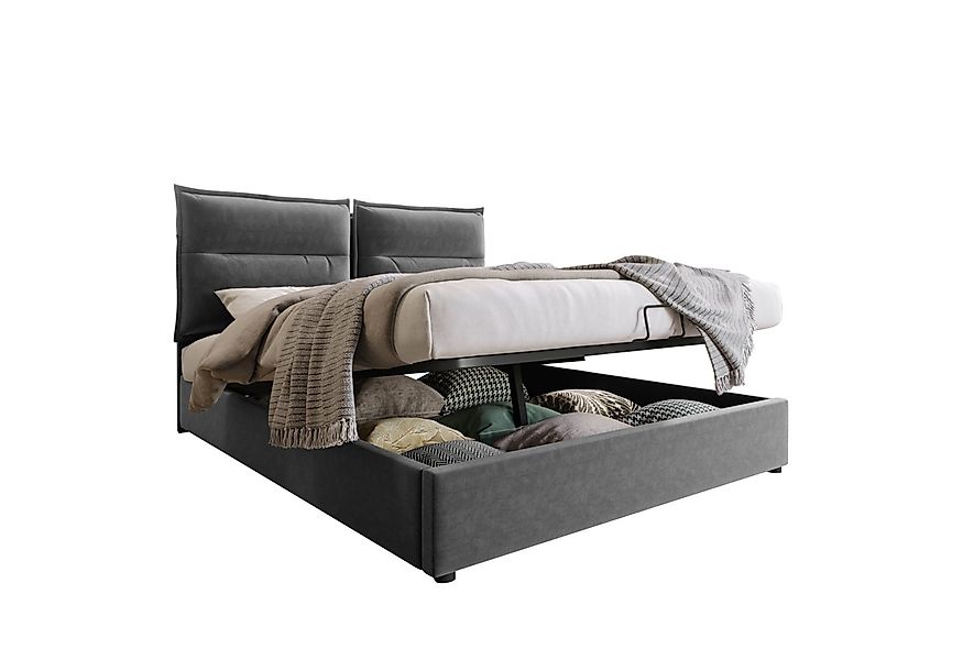 Flieks Polsterbett, Hydraulisches Doppelbett mit Stauraum Samt 140x200cm günstig online kaufen