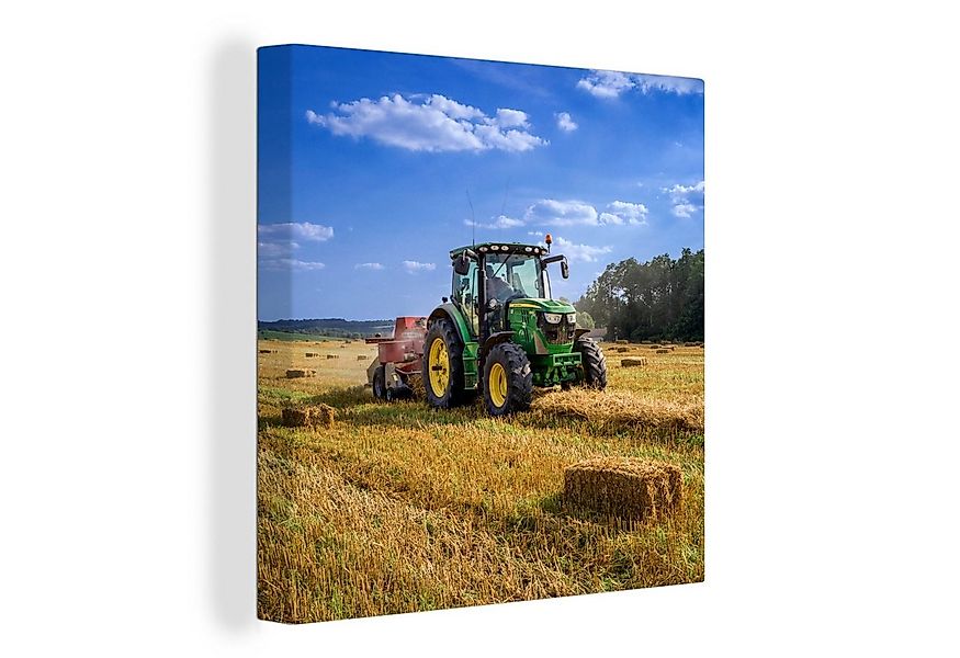 OneMillionCanvasses® Leinwandbild Traktor - Bauernhof - Heu - Feld - Sonne günstig online kaufen