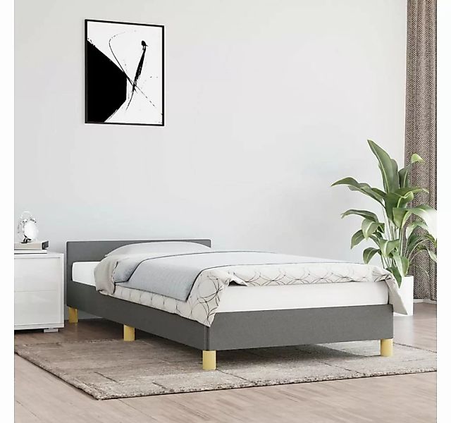 furnicato Bett Bettgestell mit Kopfteil Dunkelgrau 90x200 cm Stoff günstig online kaufen