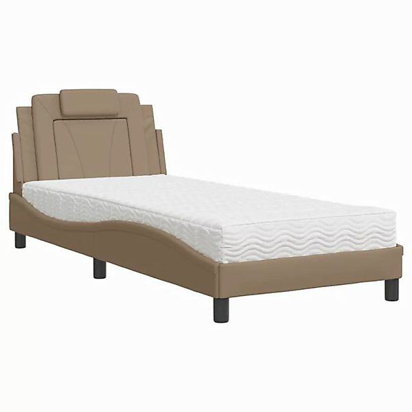 vidaXL Bett Bett mit Matratze Cappuccino-Braun 90x200 cm Kunstleder günstig online kaufen