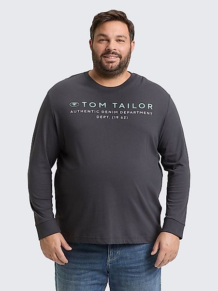 TOM TAILOR PLUS Langarmshirt T-Shirt Plus Size - Langarmshirt mit Logo-Prin günstig online kaufen