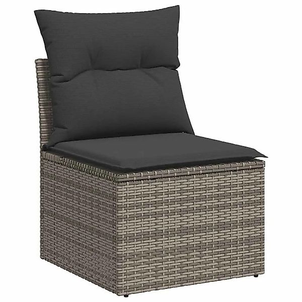 vidaXL Gartensessel ohne Armlehnen mit Kissen Grau Poly Rattan 366135 günstig online kaufen