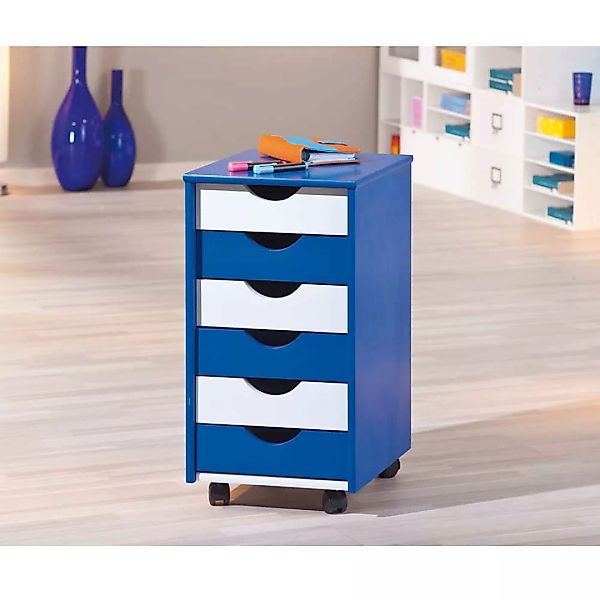 Schreibtischcontainer in Blau-Weiß Weiß günstig online kaufen