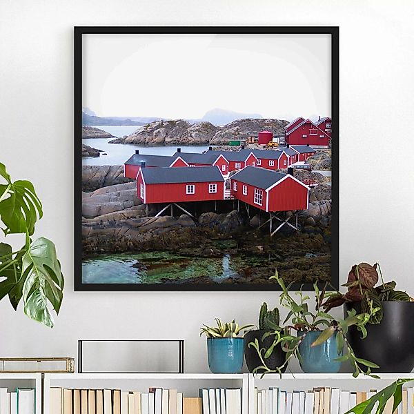 Bild mit Rahmen Architektur & Skyline - Quadrat Siedlung im Fjord günstig online kaufen