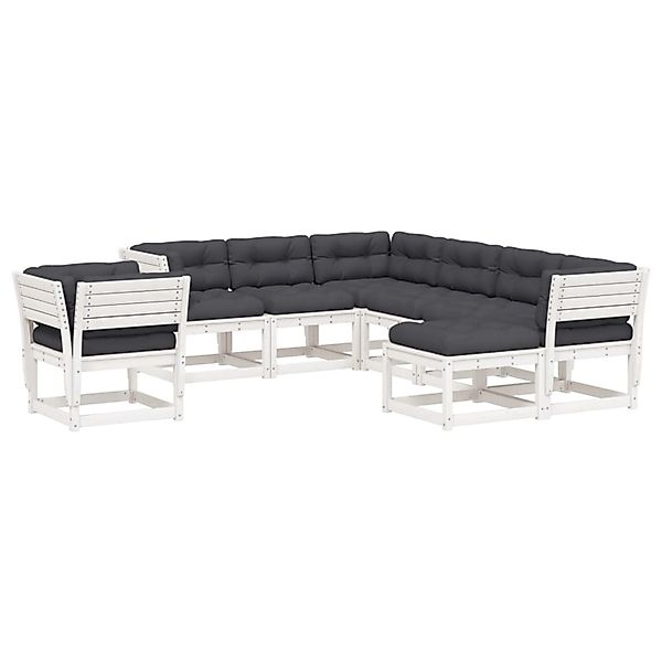 vidaXL 8-Tlg Garten-Lounge-Set mit Kissen Weiß Massivholz Kiefer 3216946 günstig online kaufen