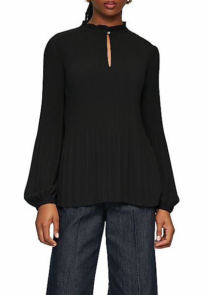 s.Oliver BLACK LABEL Langarmbluse mit Plisseé- günstig online kaufen