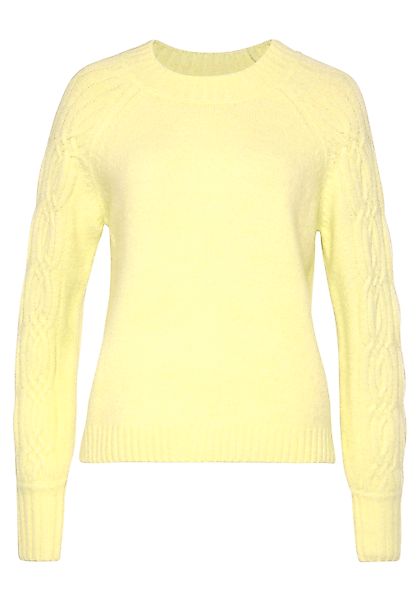 LASCANA Rundhalspullover, mit Zopfstrickdetails an den Ärmeln, farbenfroher günstig online kaufen