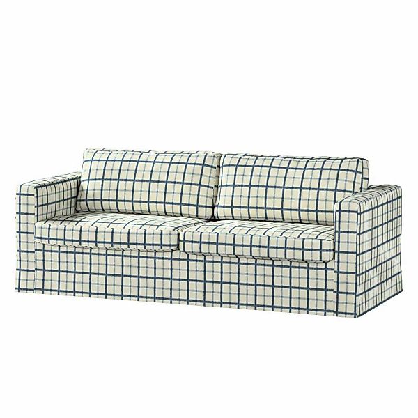 Bezug für Karlstad 3-Sitzer Sofa nicht ausklappbar, lang, blau-creme, Bezug günstig online kaufen