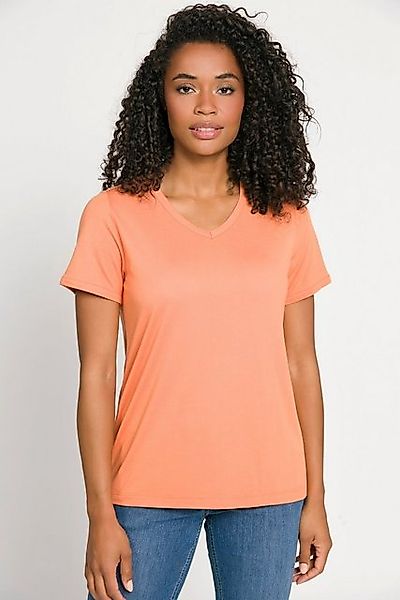 Gina Laura Rundhalsshirt T-Shirt Identity weite Passform V-Ausschnitt günstig online kaufen