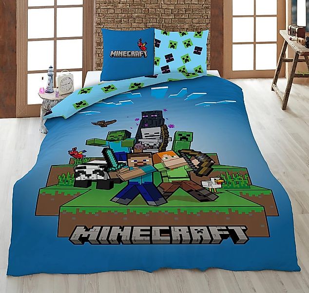 AY!Max Kinderbettwäsche Minecraft Wende Bettwäsche Set 2 tlg. 135 x 200 cm günstig online kaufen