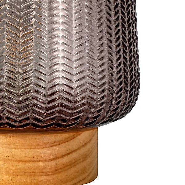Pauleen LED Tischleuchte Fancy Glamour mobile Taupe Glas/Holz, Leuchtmittel günstig online kaufen