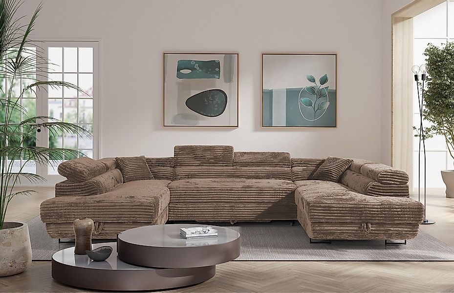 KS Home Concept Ecksofa SERENA U mit Schlaffunktion und Bettkasten, Beige, günstig online kaufen