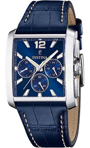 Festina Chronograph F20636-2 Blau Lederband 38x37 mm günstig online kaufen