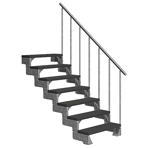 Dolle Außentreppe Gardentop 7 TRIMAX-Stufen 100 cm Anthrazit + Alu-Geländer günstig online kaufen
