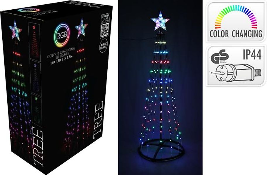 Deko-Figur Weihnachtsbaum ca. 150 cm LED RGB Schwarz Mehrfarbig günstig online kaufen