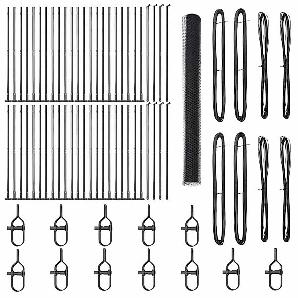 vidaXL Zaunpfosten Grau 100 x 1,6 m 25 mm Maschennetz Stahl und PVC 3353743 günstig online kaufen