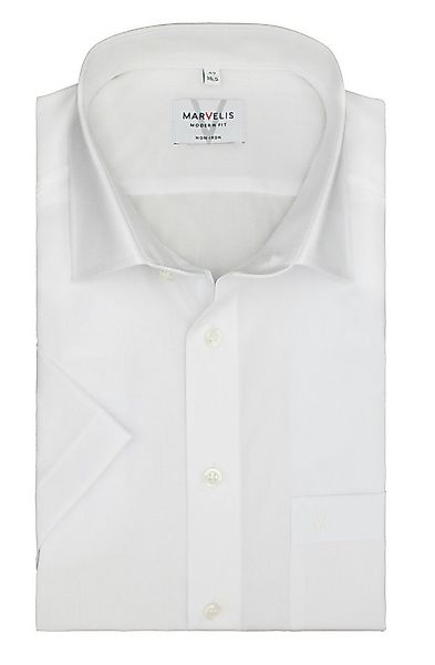 MARVELIS Businesshemd Kurzarm Halbarm Modern Fit Weiss Bügelfrei Popeline 1 günstig online kaufen