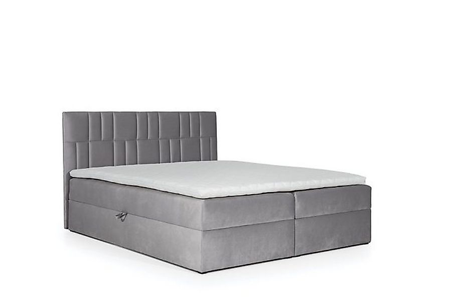 Fun Möbel Boxspringbett Boxspringbett Schlafzimmerbett CORTEZ in Stoff Grau günstig online kaufen