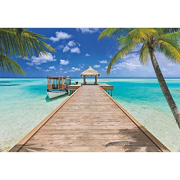 Komar Fototapete Beach Resort Blau und Grün 368 x 254 cm 611023 günstig online kaufen