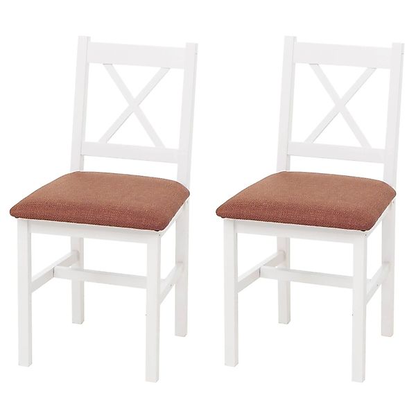 MCW Esszimmerstuhl F77 2er-Set Weiß Polster Terrakotta günstig online kaufen