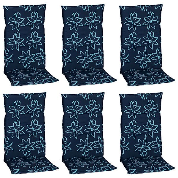 Beo Sitzauflage Hochlehner Bunde 6er-Set Hellblau-Dunkelblaue Blumen günstig online kaufen