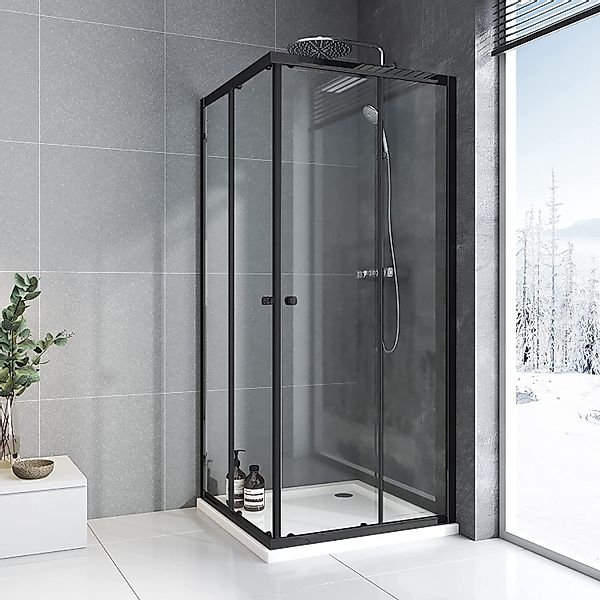 Boromal Eckdusche Duschkabine Schwarz 90x90 100x100 günstig online kaufen