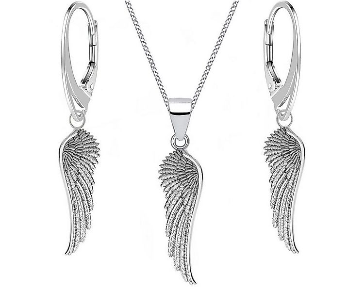 Goldene Hufeisen Schmuckset Engelsflügel Brisur Ohrringe Anhänger Kette 925 günstig online kaufen