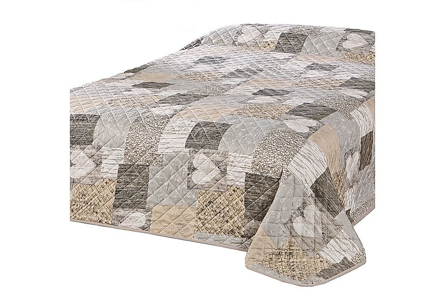 Delindo Lifestyle Tagesdecke Herzen, Patchwork Bettüberwurf, weich wattiert günstig online kaufen
