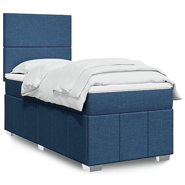 vidaXL Boxspringbett, Boxspringbett mit Matratze Blau 90x190 cm Stoff günstig online kaufen