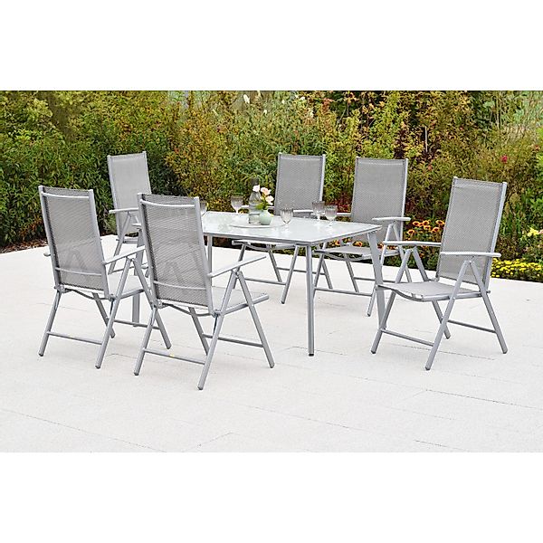Merxx Amalfi Set 7-tlg. 6 Klappsessel Gartentisch 150 x 90 cm Diamantbraun günstig online kaufen