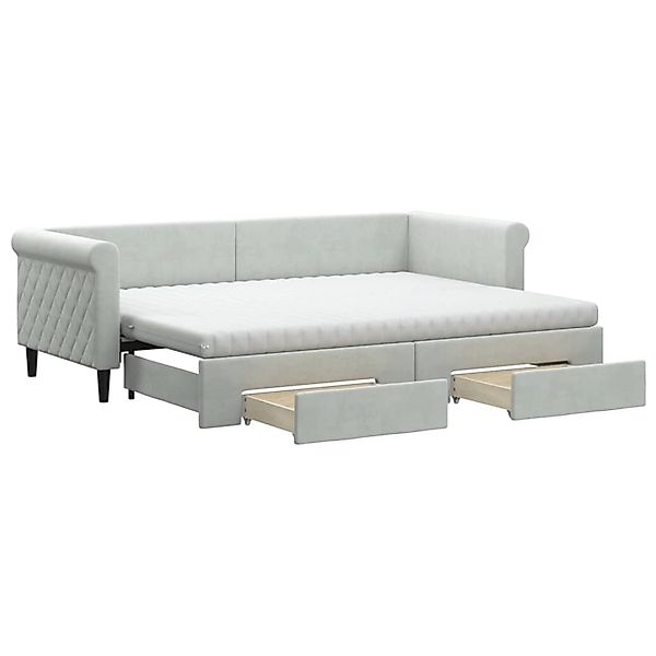vidaXL Bett, Tagesbett Ausziehbar mit Schubladen Hellgrau 80x200 cm Samt günstig online kaufen