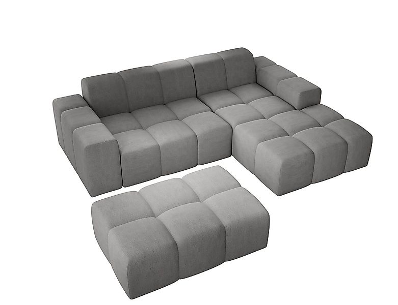 PROMETO Möbel Ecksofa Sofa mit Hocker, Couch L-Form Veloursstoff Fogo günstig online kaufen