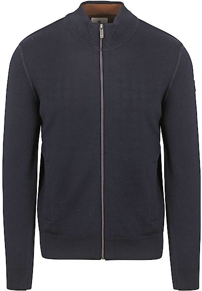 State Of Art Strickjacke Fine Contrast Wool Blend Navy - Größe L günstig online kaufen