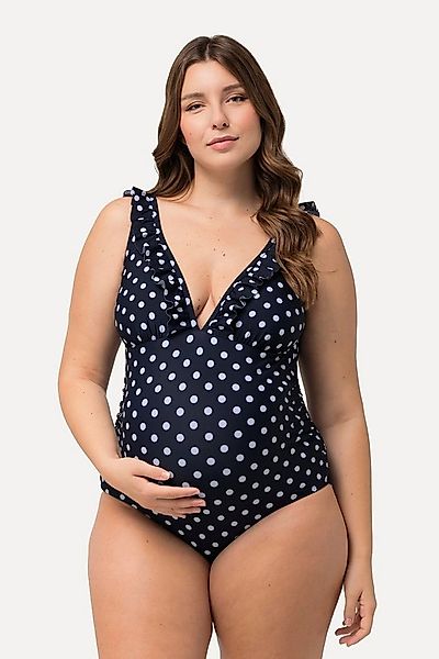 Ulla Popken Badeanzug Badeanzug Umstandsmode Punkte Rüsche am Ausschnitt Sc günstig online kaufen