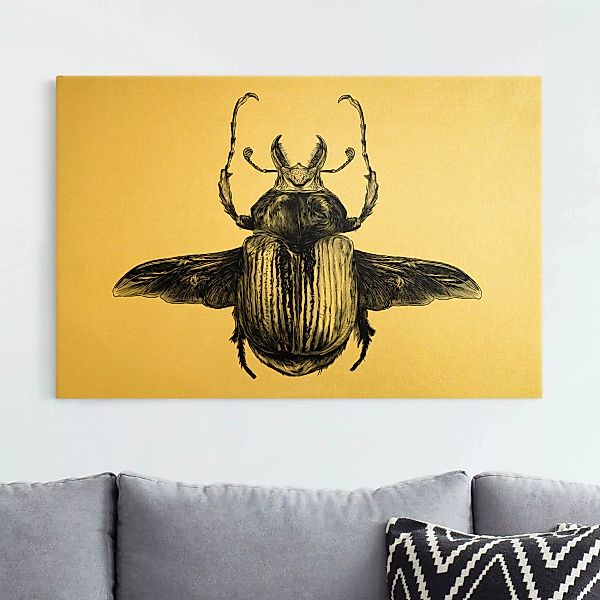 Leinwandbild Illustration fliegender Käfer Schwarz günstig online kaufen