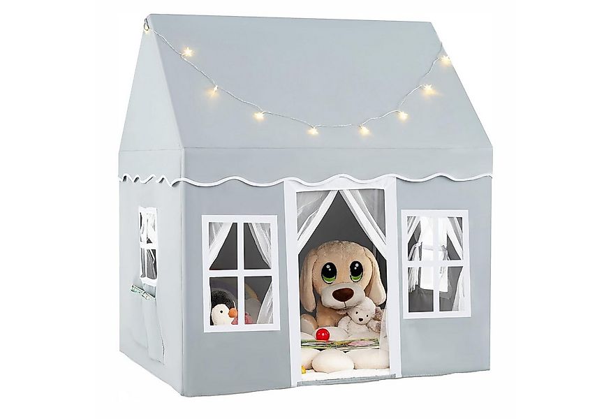 KOMFOTTEU Spielzelt Kinderspielhaus Kinderzelt mit Sternenlichtern & Matte günstig online kaufen